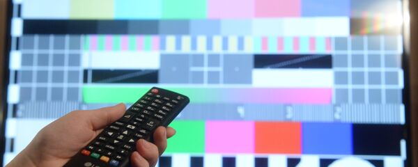 Телевизионная испытательная таблица на экране телевизора Телевизионная испытательная таблица на экране телевизора - Sputnik Latvija