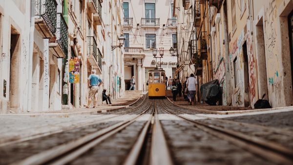 A tram on a Lisbon street, Portugal - Sputnik Латвия