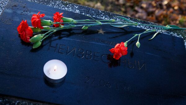 В преддверии Дня неизвестного солдата дипломаты посольства России и сочувствующие рижане возложили цветы и зажгли поминальные свечи на воинских захоронениях в Риге - Sputnik Latvija