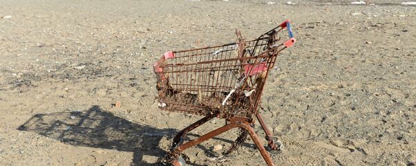 Ржавая тележка для покупок на пляже Ржавая тележка для покупок на пляже - Sputnik Latvija
