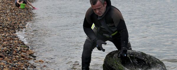 Дайвер выносит мусор с морского дня Дайвер выносит мусор с морского дня - Sputnik Latvija