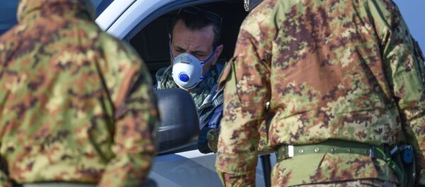 Солдаты итальянской армии проверяют документы у водителя - Sputnik Латвия