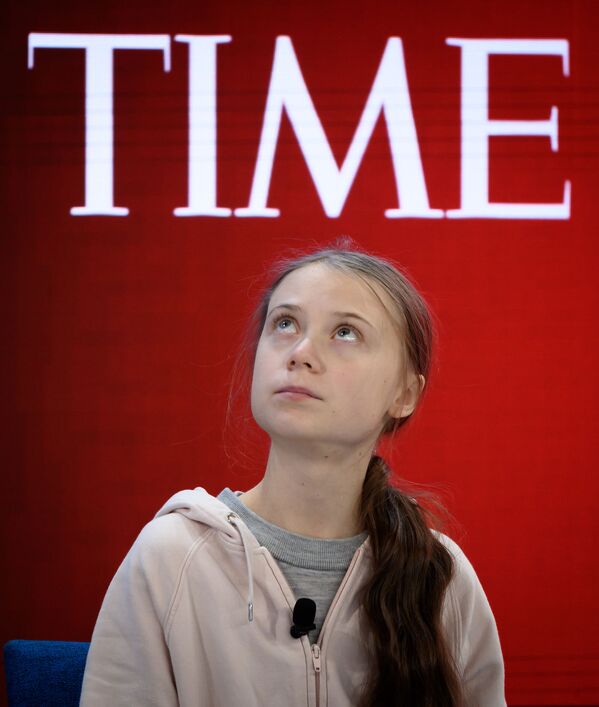 Шведская активистка Грета Тунберг во время ежегодной встречи Всемирного экономического форума в Давосе - Sputnik Латвия