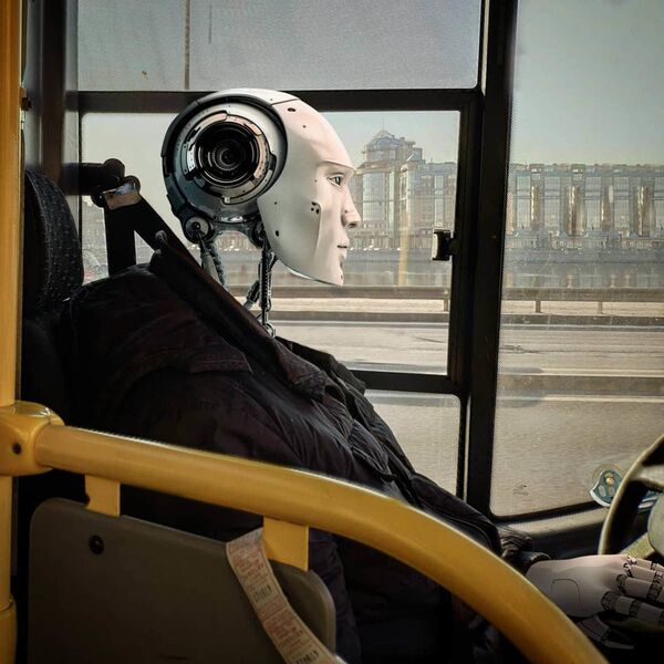 Робот-водитель в Санкт-Петербурге в работе художника Вадима Соловьева - Sputnik Латвия