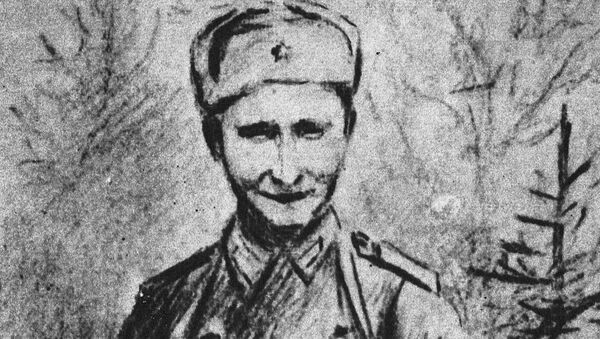 Гвардии сержант Николай Спрингис, 1943 год, рисунок Е.Ванага - Sputnik Latvija