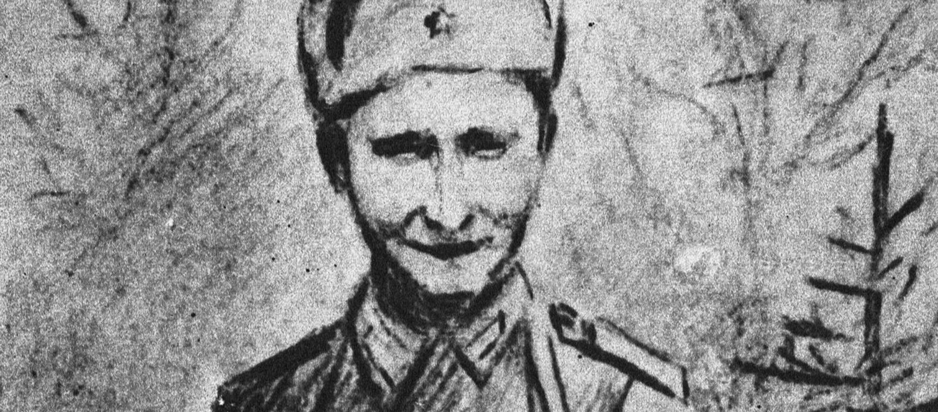 Гвардии сержант Николай Спрингис, 1943 год, рисунок Е.Ванага - Sputnik Latvija, 1920, 13.05.2020