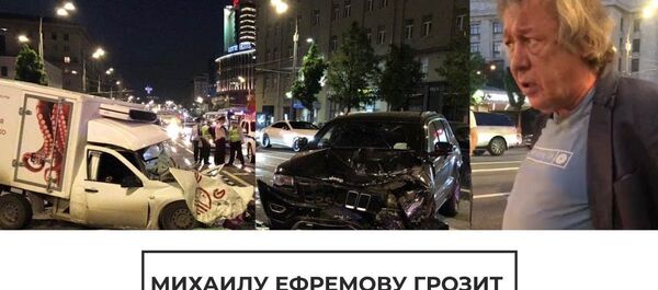 Вылетел на встречку: кадры аварии, виновником которой стал актер Михаил Ефремов - Sputnik Латвия
