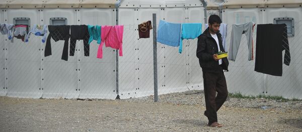 Bēgļu nometne Maķedonijā Bēgļu nometne Maķedonijā - Sputnik Latvija