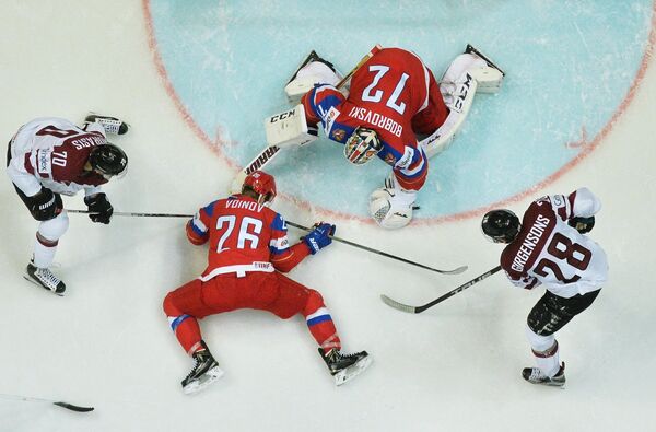 Хоккей между сборными командами Латвии и России - Sputnik Латвия