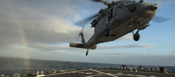 Sea Hawk (Jūras vanags) piezemējas uz raķešu eskadras kuģa klāja. Foto no arhīva Sea Hawk (Jūras vanags) piezemējas uz raķešu eskadras kuģa klāja. Foto no arhīva - Sputnik Latvija