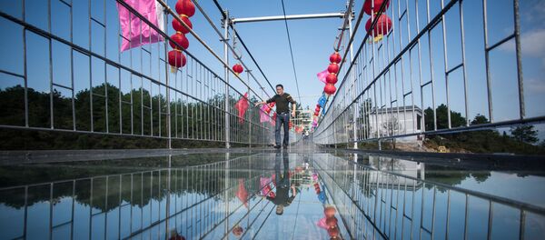 Stikla tilts atrodas Nacionālajā parkā Zhangjiajie. Foto no arhīva Stikla tilts atrodas Nacionālajā parkā Zhangjiajie. Foto no arhīva - Sputnik Latvija