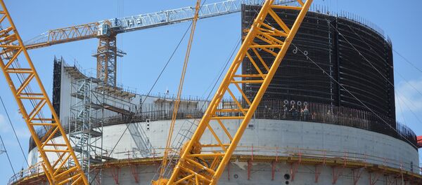 Строительство Белорусской АЭС в Островце Строительство Белорусской АЭС в Островце - Sputnik Latvija