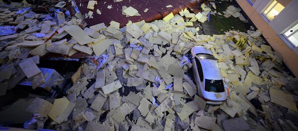 Крыша Северо-Курземской больницы в Вентспилсе Крыша Северо-Курземской больницы в Вентспилсе - Sputnik Латвия