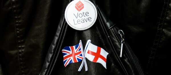 Nozīmīte ar Brexit simboliku. Foto no arhīva Nozīmīte ar Brexit simboliku. Foto no arhīva - Sputnik Latvija