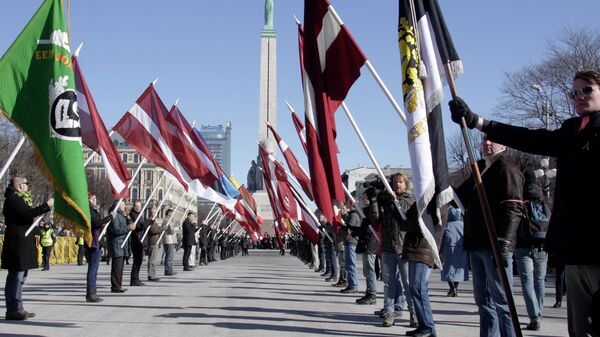 Марш ветеранов латышского легиона СС в Риге - Sputnik Латвия
