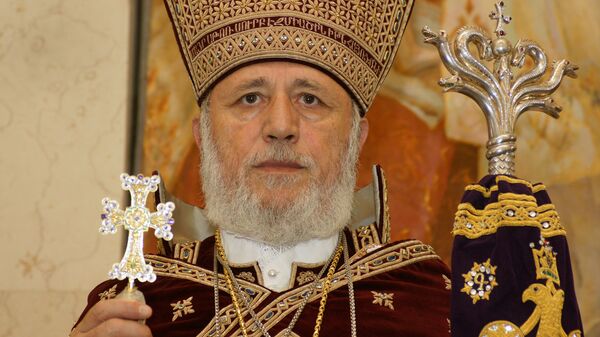 По приглашению Митрополита Рижского и всея Латвии Александра, Католикос всех армян Гарегин Второй посетил собор Рождества Христова в Риге По приглашению Митрополита Рижского и всея Латвии Александра, Католикос всех армян Гарегин Второй посетил собор Рождества Христова в Риге - Sputnik Латвия