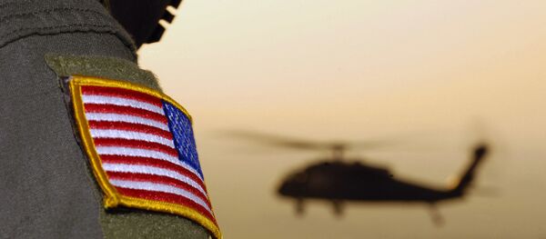 Close-up of a US Flag patch as a US Army (USA) UH-60A Black Hawk (Blackhawk) helicopter  Close-up of a US Flag patch as a US Army (USA) UH-60A Black Hawk (Blackhawk) helicopter  - Sputnik Latvija