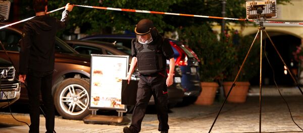 На месте взрыва в немецком городе Ансбах - Sputnik Latvija