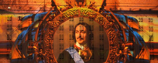 Световая проекция на комплексе зданий министерства обороны РФ - Sputnik Латвия