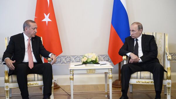 Встреча президентов России и Турции В. Путина и Р. Эрдогана в Санкт-Петербурге - Sputnik Latvija