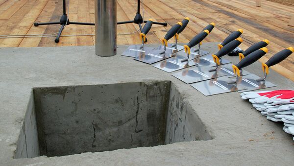 Торжественное бетонирование капсулы в фундамент комплекса музейных хранилищ - Sputnik Латвия