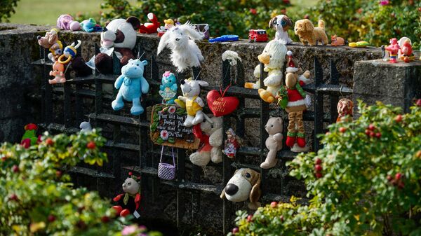 Мягкие игрушки на месте детского барака в Мемориальном комплексе Памяти жертв фашизма в Саласпилсе - Sputnik Латвия