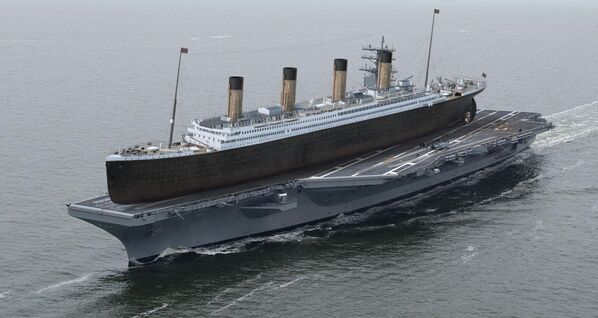 Ilgu laiku Titāniku ar garumu 268 metri uzskatīja par pasaulē lielāko kuģi. Taču amerikāņu lidmašīnu bāzes kuģis Ronalds Reigans ir vēl lielāks – gandrīz 333 metri. - Sputnik Latvija