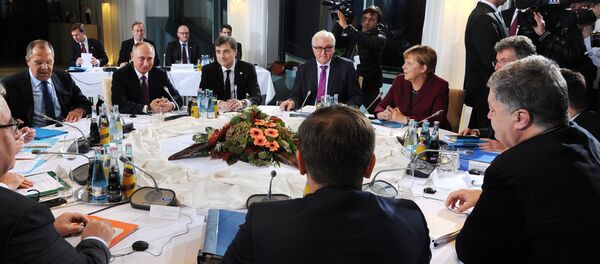 Встреча лидеров стран нормандской четверки в Берлине Встреча лидеров стран нормандской четверки в Берлине - Sputnik Латвия