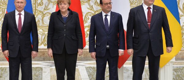 Krievijas, Vācijas, Francijas un Ukrainas valstu vadītāju pārrunas. Foto no arhīva - Sputnik Latvija