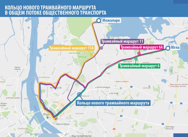 Карта Риги с кольцом нового маршрута Карта Риги с кольцом нового маршрута - Sputnik Латвия