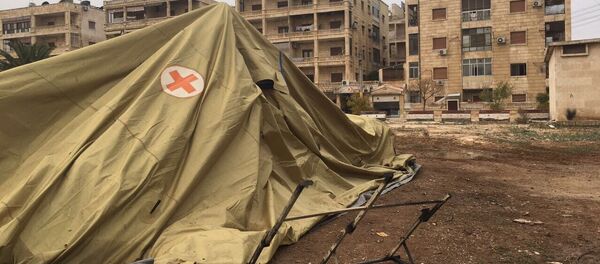 Apšaudīts Krievijas Aizsardzības ministrijas mobilais hospitālis Alepo - Sputnik Latvija