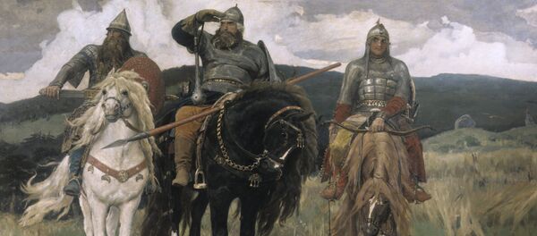 V.Vasņecova gleznas Trīs spēkavīri reprodukcija V.Vasņecova gleznas Trīs spēkavīri reprodukcija - Sputnik Latvija