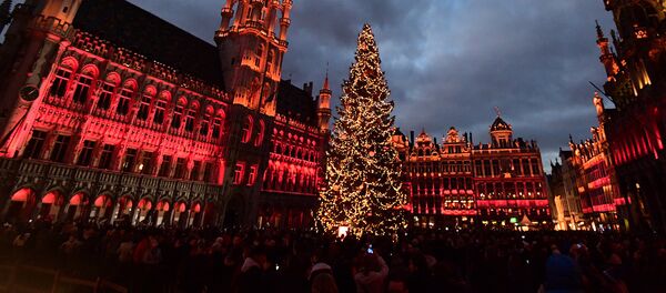 Рождественская ель на площади Гран-Плас  в Брюсселе Рождественская ель на площади Гран-Плас  в Брюсселе - Sputnik Latvija