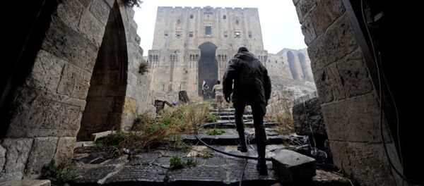 Военослужащие Сирии на территории исторической цитадели Алеппо - Sputnik Латвия