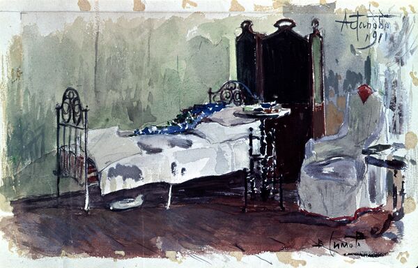 Картина Комната в доме на станции Астапово, в которой умер Л.Н. Толстой - Sputnik Латвия