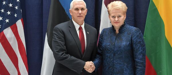 Президент Литвы Даля Грибаускайте и вице-президент США Майкл Пенс после встречи на полях Мюнхенской конференции по безопасности Президент Литвы Даля Грибаускайте и вице-президент США Майкл Пенс после встречи на полях Мюнхенской конференции по безопасности - Sputnik Латвия