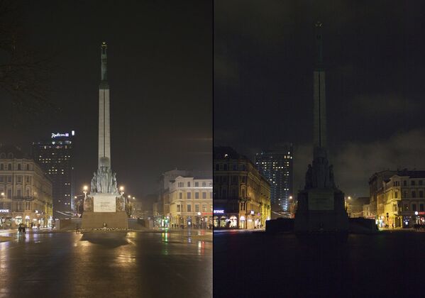 Памятник Свободы в Риге во время акции Час Земли - Sputnik Латвия