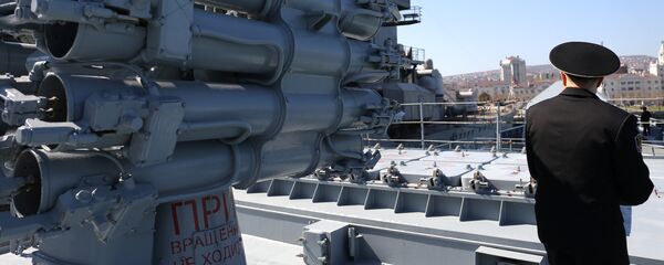 Установка Калибр на фрегате Адмирал Григорович ВМС России Установка Калибр на фрегате Адмирал Григорович ВМС России - Sputnik Latvija