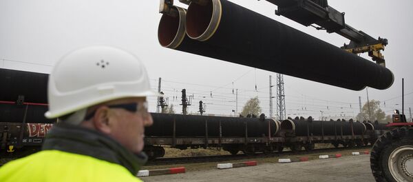 Projekta Ziemeļu straume 2 pirmās caurules Projekta Ziemeļu straume 2 pirmās caurules - Sputnik Latvija
