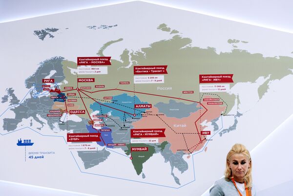 Карта маршрутов контейнерных поездов на выставке - Sputnik Латвия