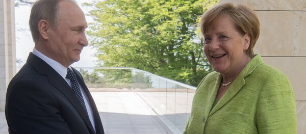 Переговоры президента РФ В. Путина с федеральным канцлером ФРГ А. Меркель - Sputnik Латвия