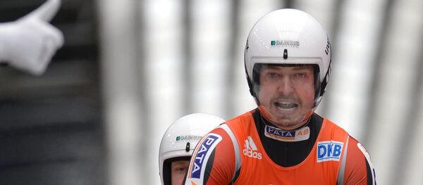 Санный спорт. Юрис Шицс (Латвия) (слева) и Андрис Шицс (Латвия) - Sputnik Латвия