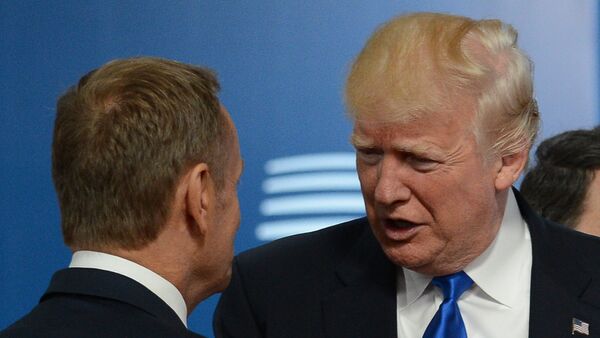 ASV prezidents Donalds Tramps ticies ar ES līderiem Briselē - Sputnik Latvija