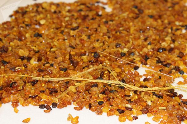 Янтарь нанизывается на иголку с ниткой - Sputnik Латвия