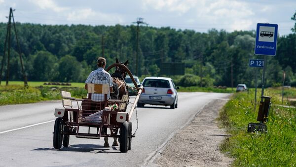 Гужевой транспорт на латвийской дороге - Sputnik Латвия