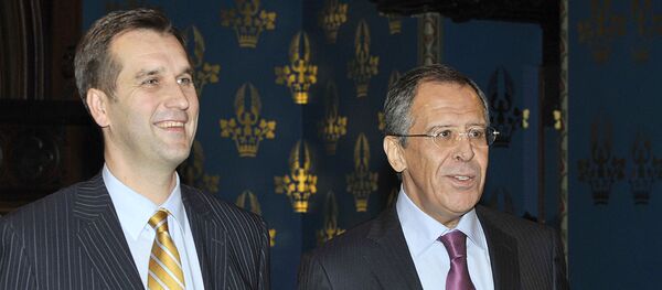 Посол Латвии Марис Риекстиньш и министр иностранных дел России Сергей Лавров, архивное фото - Sputnik Латвия