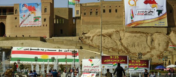 Aģitācija par Irākas Kurdistānas neatkarību. Foto no arhīva Aģitācija par Irākas Kurdistānas neatkarību. Foto no arhīva - Sputnik Latvija