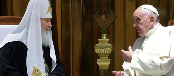 Встреча патриарха Московского и всея Руси Кирилла с папой римским Франциском Встреча патриарха Московского и всея Руси Кирилла с папой римским Франциском - Sputnik Латвия