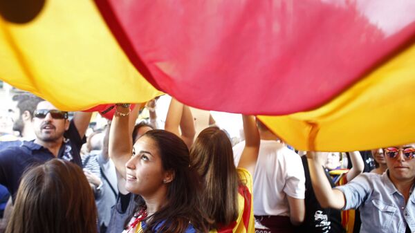 Всеобщая забастовка в поддержку референдума о независимости Каталонии в Барселоне - Sputnik Латвия