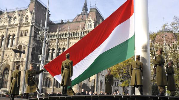 Поднятие национального флага Венгрии в Будапеште - Sputnik Латвия